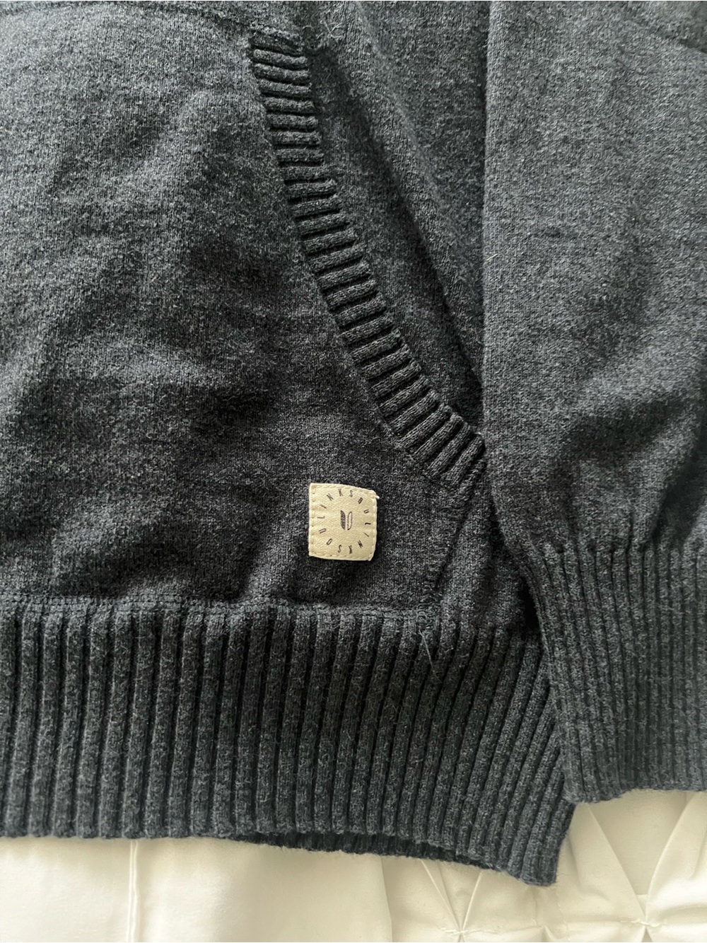 Linksoul Men's Hooded Zip-Placket Sweater in Dark Navy - Picture 3 of 6